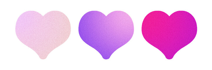 Purple hearts set, cutout PNG clipart elements isolated on transparent background