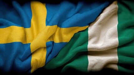 Flags of Sweden and Nigeria waving together during a cultural event in a celebration of unity and diversity among nations