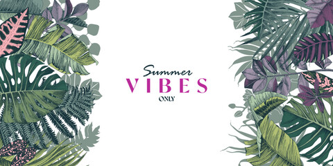 Tropical vector banner with greenery © Marina Gorskaya
