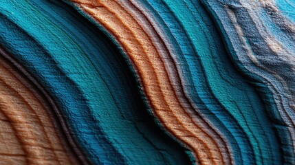 Abstract layered design with vibrant blue and brown tones