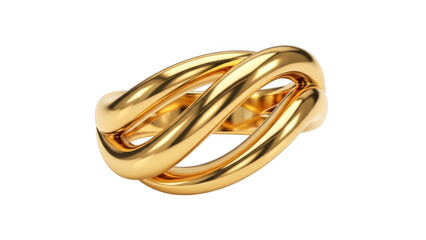 Gold intertwined ring isolated on transparent background