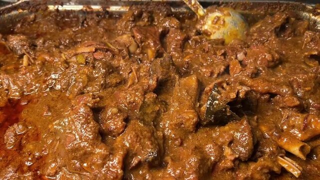 Champaran-style mutton curry prepared in Bihari style in India