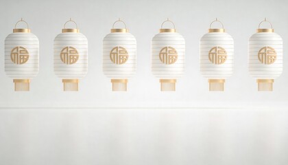 Bright and Clean 3D Floating Lanterns in a Row for Celebrations and Festivals
