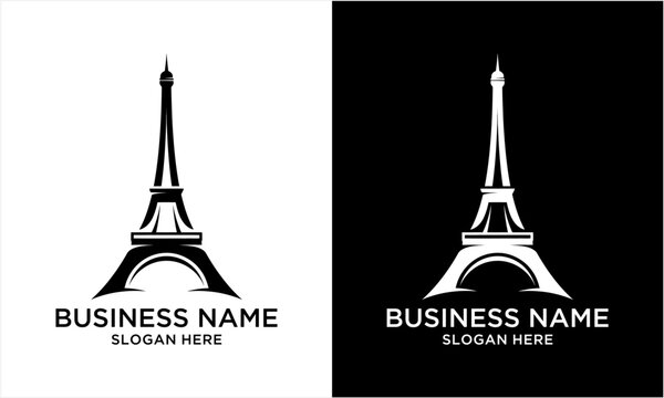 Eiffel Tower silhouette logo design for business branding. - Powered by Adobe