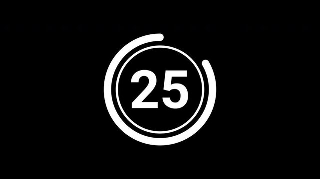 Minimal circular countdown timer showing half minute from thirty to zero seconds on dark background representing time management progress urgency deadline control digital interface modern technology