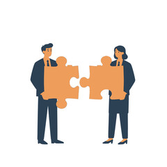 Business Partnership Puzzle Pieces Vector Illustration