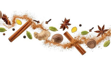 Spices collection isolated on transparent background