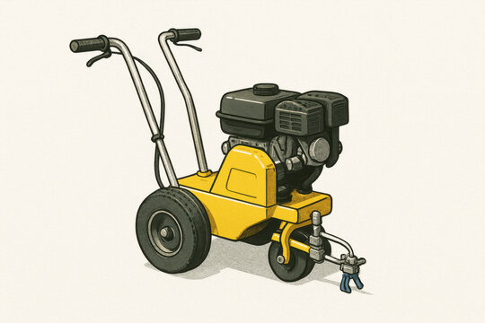 Yellow line striper machine painting road markings