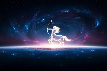 Sagittarius Zodiac Sign Depicted Luminous