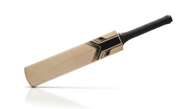 Cricket bat with black design and grip on a clean white background | cricket, ball, hand, sport, red, hand, bat, game, player, adult, fingers, holding |