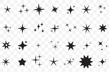 Sparkle star icon set simple star burst symbol transparent png and vector illustration shimmering four pointed star icon set sparkles star symbols vector bright sparkle star sparkle shiny flash
