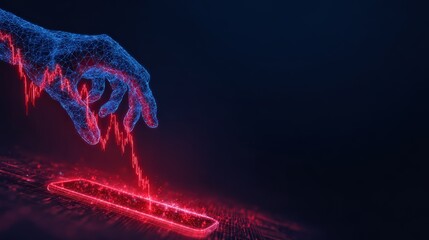 An abstract digital representation, a glowing hand interacting with a smartphone, evokes themes of technology, finance, and the future. ..Created with Generative AI, not depicting real subjects.