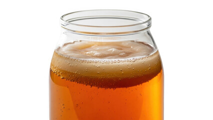 Glass jar of honey isolated on transparent background