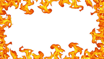 Flame border isolated on transparent background
