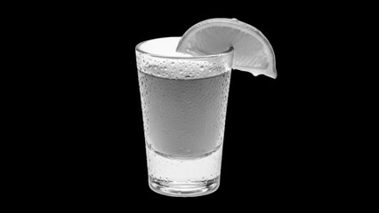 Glass of water with lemon slice isolated on transparent background