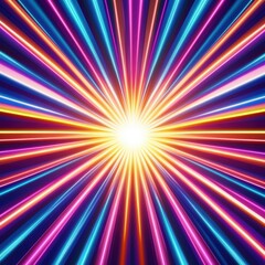 Fototapeta premium Radiant burst of neon lights creating a dynamic and vibrant pattern design.