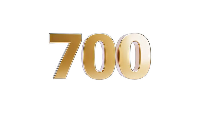 Golden 700 Number Isolated on White Background