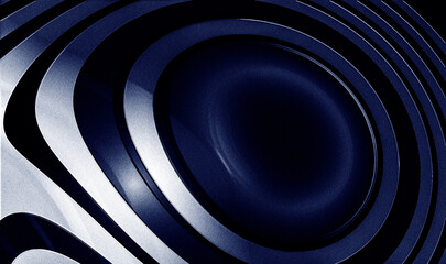 Dark blue metallic textured background showing radiating circles and ripple pattern with noise grainy effect for abstract, futuristic, technology, modern, cyberspace, website backdrop design