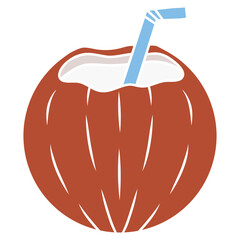 Coconut Drink with Straw Illustration