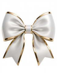 White Satin Bow with Gold Trim Decoration