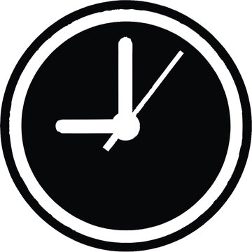 Simple Black and White Clock Icon with Hands at Nine O'Clock, Representing Time Management, Productivity, and Deadlines. Minimalist Graphic for Scheduling and Punctuality Concepts.