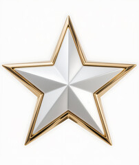 Silver and Gold 3D Star Decoration with Metallic Shine