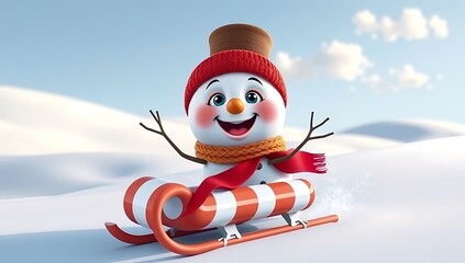 snowman with red ribbon