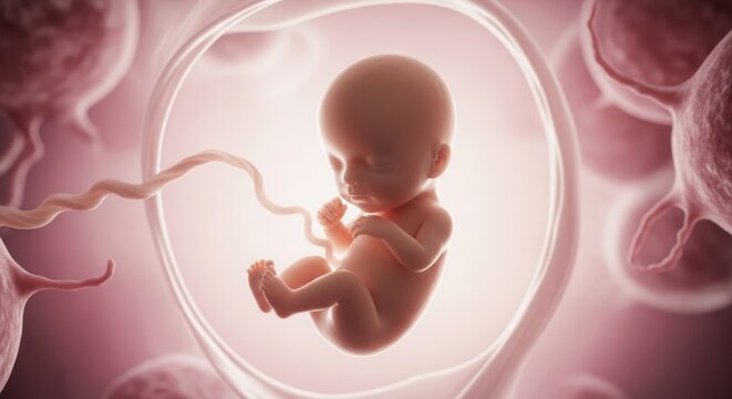 Developing human embryo in the womb