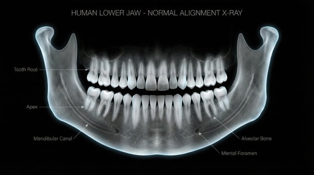 X-ray of Human Lower Jaw with Labels human jaw mandible