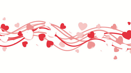 Playful Heart-themed Abstract Pattern with Red and Pink Swirling Hearts and Lines for Romantic