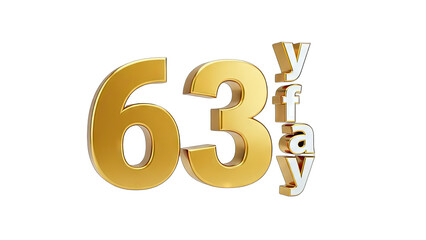 Golden 63rd Anniversary Celebration on White Background