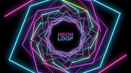 Neon Loop Geometric Shapes Futuristic Design Element.