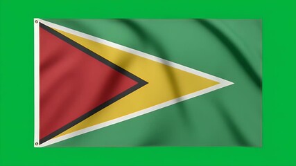 Dynamic Guyana flag waving proudly, national pride and patriotism captured in vibrant motion