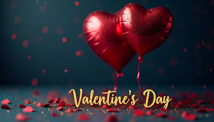 Trendy Valentine's content with a glitter heart balloon and confetti, designed for engaging social media posts and seasonal marketing campaigns.