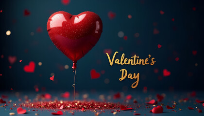 Modern abstract background with a glittering red heart and gold accents, versatile for graphic design, websites, and stylish print projects.