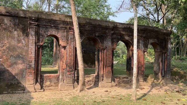 Ruins of the wall of terracotta temple at Midnapore, India