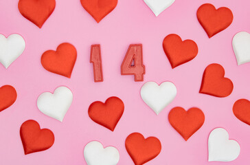 Valentine's Day decoration with love text, heart decorations and sprinkles