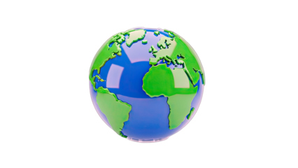 3D Globe of Earth on White Background