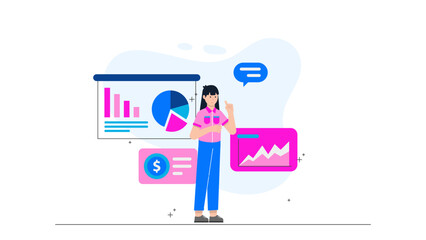 Leader Hosting a Strategic Offsite Meeting. Business Flat Vector Illustration