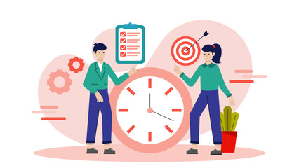 Support Team Achieving a Fast Response Time Goal. Business Flat Vector Illustration