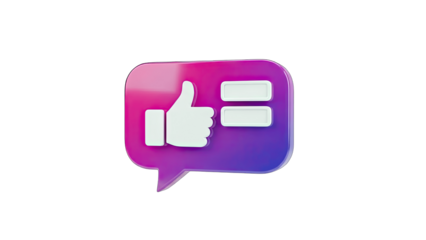 3D Like Icon with Speech Bubble on White Background