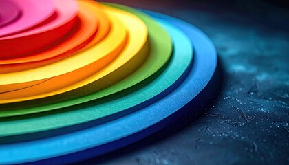 A stack of vibrant colored concentric circles on a dark background