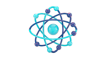 3D Render of Atom Model on White Background