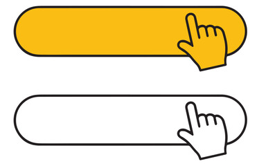 Clickable Button Set with Hand Cursor Icons in Yellow and White Flat Vector Style