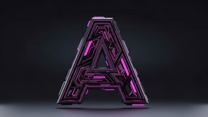 Futuristic letter a glowing with digital technology and modern design