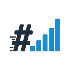 Obraz premium Hashtag growth symbol showing fast digital trends and rising data