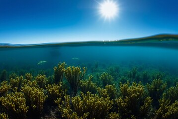 Sunlit Underwater Kelp Forest