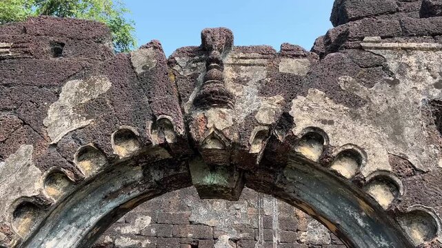 Detailed artwork of ruins of Hindu temple at Pathra, Midnapore, India 