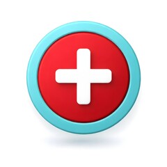 Obraz premium Vector illustration of a round medical plus and minus icon featuring a Swiss flag style cross symbol for hospital pharmacy and first aid emergency aid web buttons