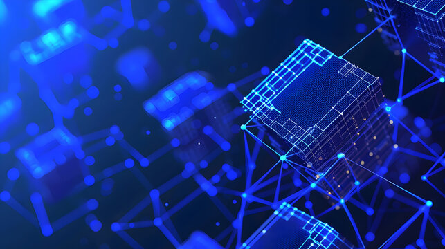 Futuristic Blockchain Node Background with Minimal Digital Network Connections, Clean Composition and Glowing Tech Elements for Corporate Presentations, Fintech Posters and Crypto-related Design Proje